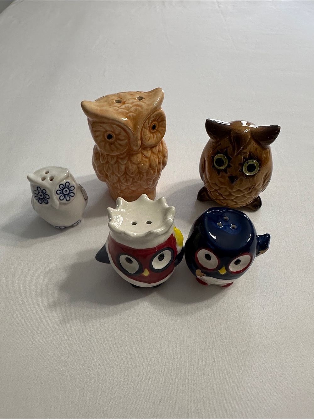 Assorted Owl Ceramic Salt and Pepper Shakers - Multicolor